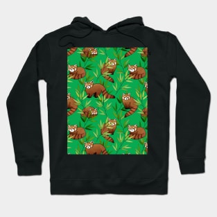 Red Panda & Bamboo Leaves Pattern Hoodie